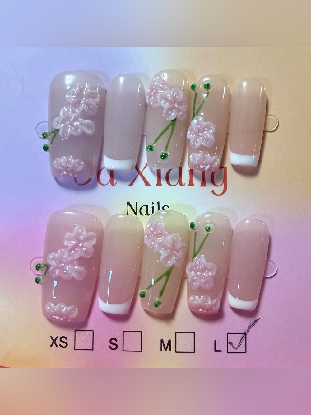 Delicate Pink Floral Press-On Nail Set by